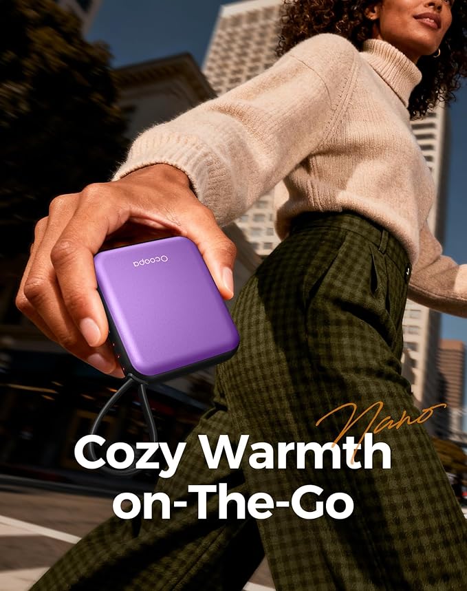 OCOOPA Hand Warmers Rechargeable, Smart Temp Control,100℉ -126℉, UL Safe, 7H*2 Long Battery, Small Palm-Sized Slim Fits Gloves, Purse, Camping, Travel, Cold Hands Gifts Women,UT5 Nano