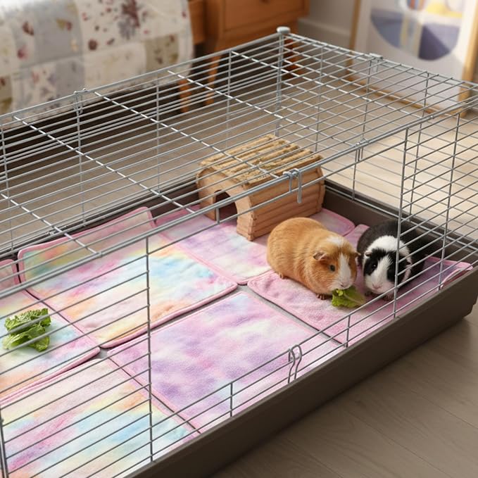 Guinea Pig Bedding - 3 Pack Waterproof Small Animal Cage Accessories for Guinea Pig Rat Hamster Chinchilla Hedgehog Rabbit Ferret- Washable Soft Fleece Pet Cage Liner Mat Blankets