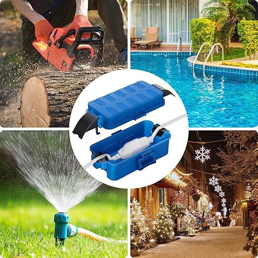 Flemoon IP55 Small Outdoor Electrical Box Waterproof (Inner 5.9 x 3.2 x 1.8inch), Extension Cord Cover with Detachable Awning Covers for Plug, Outlet, Holiday Lights, Blue