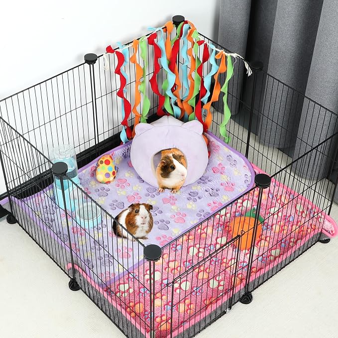 YUEPET 6 Pack Waterproof Guinea Pig Blankets, Fleece Cage Liners, SM | Fleece Bedding for Guinea Pigs, Waterproof Backing, Machine Washable, Soft Fleece Surface, 30 x 16 in, 6 Assorted Colors