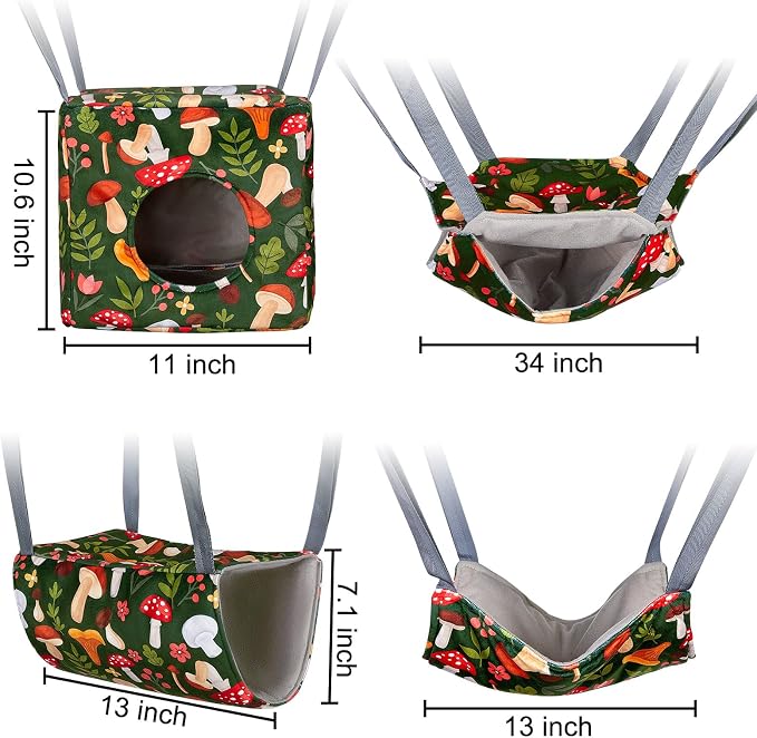 Glittme 4 Pack Cozy Ferret Hammock, Soft Washable Cage Bed for Small Animals