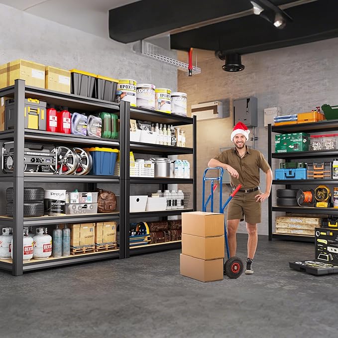 71"Hx46"Wx18"D Garage Shelving-2050 lbs 5 Tier Storage Shelves,Adjustable Heavy Duty Metal Shelving Unit and Storage Large Rack,Utility Steel Shelf for Warehouse Industrial Pantry Basement Black