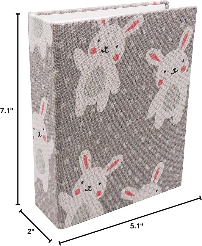 Small Photo Album for Kids, 100 Pockets 4x6 Bookshelf Baby Picture Album, Slip-in Linen Cover Photo Book for Family(Bunny)