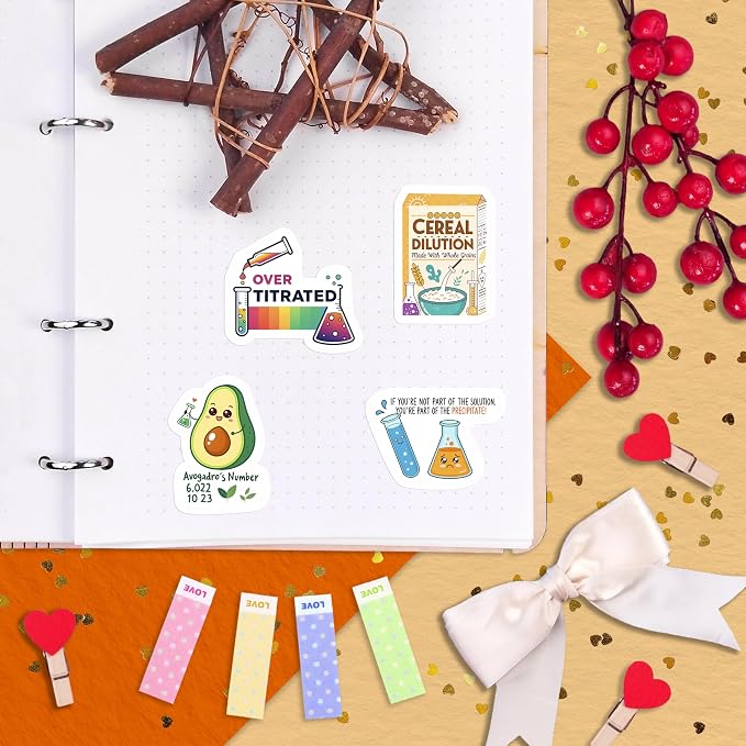 100Pcs Chemistry Stickers for Laptop, for Water Bottle - Funny Chemistry Gifts - Science Party Supplies & Decorations - Gift for Women & Men