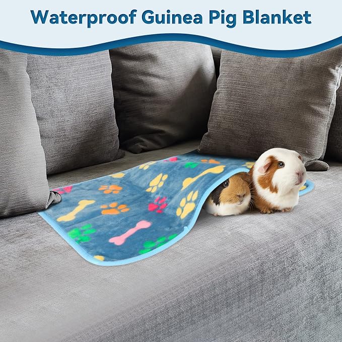 YUEPET Guinea Pig Blankets 3 Pack, Waterproof-Backed Fleece Liners, S | Guinea Pig Fleece Cage Liners, Waterproof Backing, Washable mats, Soft Fleece Surface, 23 x 16 in