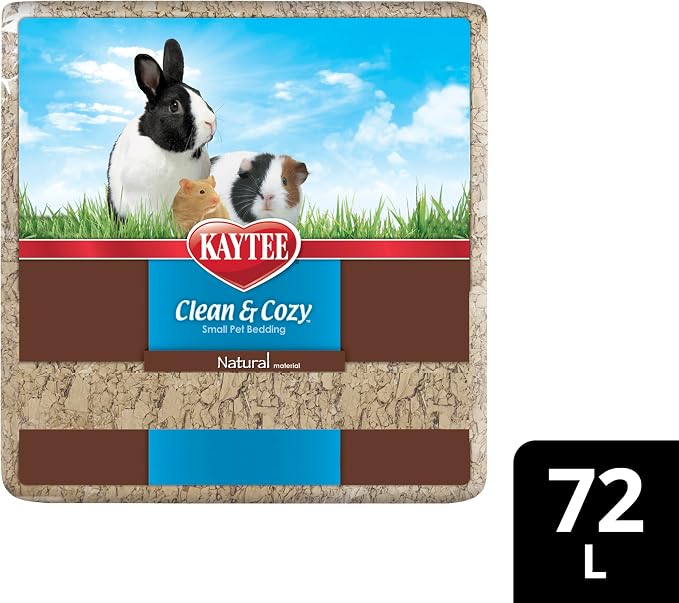 Kaytee Clean & Cozy Natural Paper Bedding, 72 Liter | Keeps habitats fresh. Small animal bedding for rabbits, guinea pigs, hamsters. Hamster bedding odor control, 99% dust-free