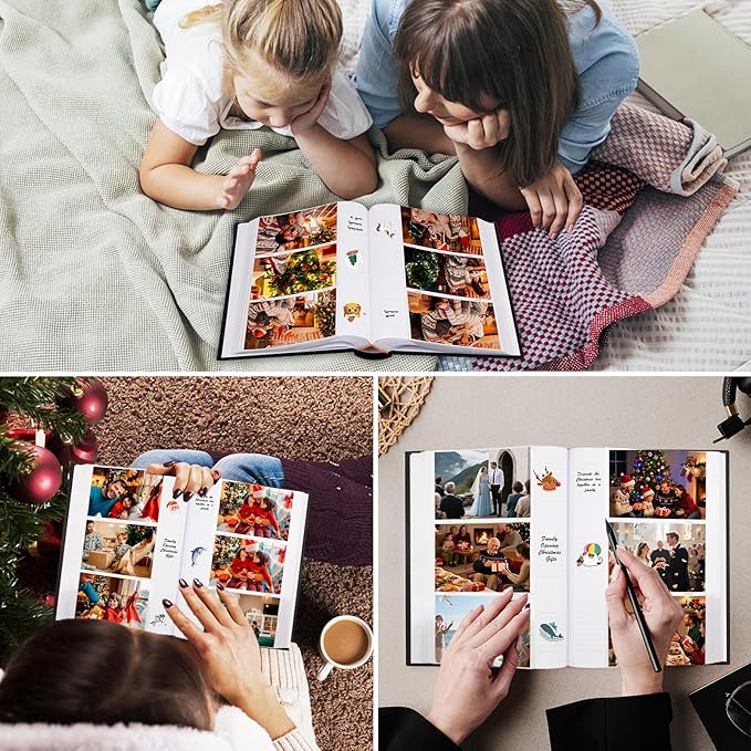 Ruibytree Photo Album 4x6 450 Photos with Writing Space,PU Leather Cover with Front Window Picture Album,4 x 6 Photo Book for Wedding Kids Travel Family Baby Vacation Couple (Black)
