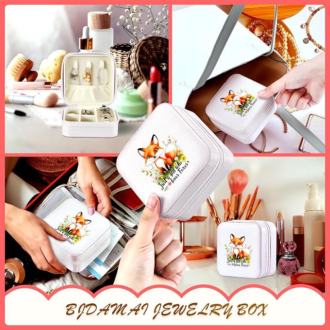 Fox Jewelry Box, Gifts For Kids Teens Girls, Fox Lovers Stuff Items Accessories Things Merchandise Decor Merch, Travel Ring Earrings Necklace Organizer Holder!