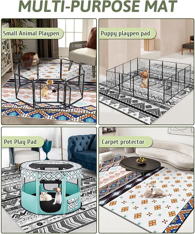 BNOSDM 91" X 63" Extra Large Bunny Cage Liner Washable Guinea Pig Mat Large Animals Mats Animal Pads for Floor Indoor Rabbit Carpet for Chinchillas Cats Ferrets Dogs(Light Brown)