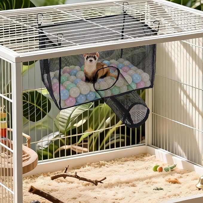 Ferret Ball Pit Hammock, Hammock Cage Toy Compatible with Tunnel, Suitable for Hamsters and Chinchillas (Ball Not Included)