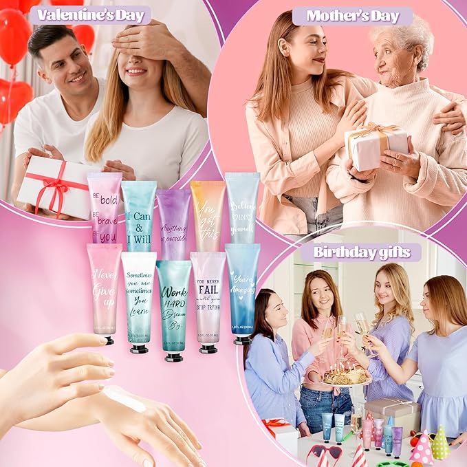 40 Pack Employee Appreciation Team Gifts Bulk Travel Size Hand Cream Inspirational Natural Fragrance Hand Lotion Christmas Winter Thank You Gifts for Women Teacher Nurse Coworker Staff Baby Shower