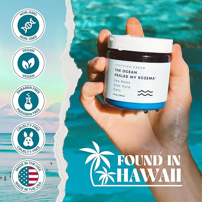 Natural & Soothing Eczema Cream - Hydrating & Nourishing Psoriasis Cream with Sea Moss & Colloidal Oatmeal - Quick Absorbing Anti Itch for Dry Sensitive Skin (4oz)