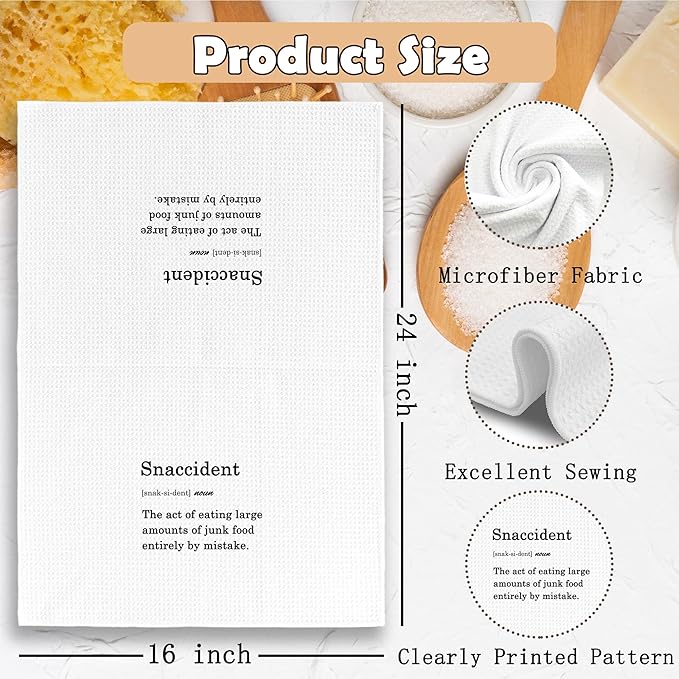 Funny Snaccident Kitchen Towels Decor, Hostess Gift Dish Towel 16x24 Inches, Funny Dish Towels with Sayings Decorative Absorbent Dishcloths Tea Towels for Kitchen Decor