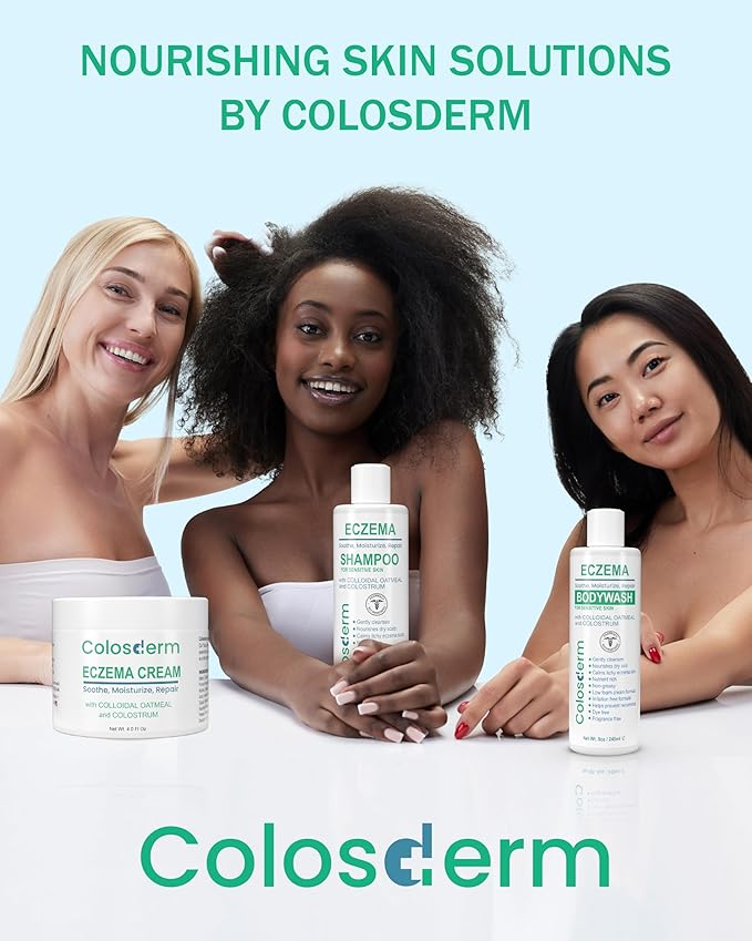 Eczema Cream for Kids & Adults, Colloidal Oatmeal & Colostrum Daily Moisturizing Body Lotion for Sensitive Skin, Soothing Eczema Treatment Relief for Dry & Itchy Skin, Steroid- & Fragrance-Free, 4 oz