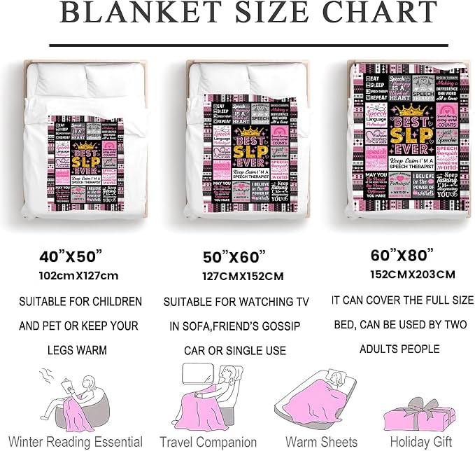 Speech Language Pathologist Gifts for Women SLP Blanket Throw Speech Therapy Blankets Plush Flannel Bedding SLP Gifts for Women Speech Pathologist 60"X50"