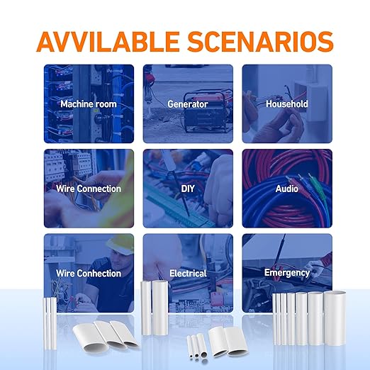 TKDMR 446 Pcs Heat Shrink Tubing Kit - 4:1 Ratio Adhesive Lined, Marine Grade Shrink Wrap,Industrial Heat Shrink Tubing,White