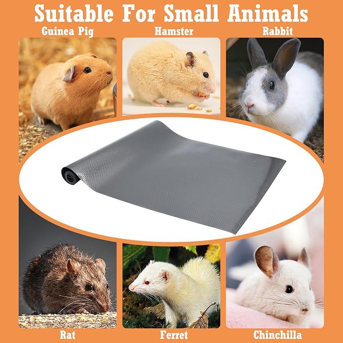 Hamiledyi Guinea Pig Cage Liner Reusable Small Animal Bedding Easily Cut to Suit Cage Washable Guinea Pig Pee Pads for Rabbit Hamster Chinchillas Rat (24" x 118" Grey)
