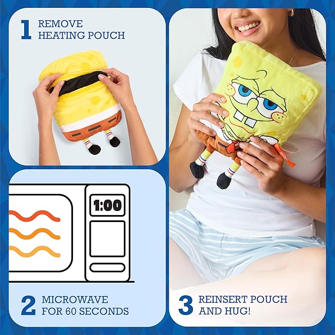 Happy Helpers SpongeBob By Relatable, The Cozy Comfort That's Anything But Boring, Get Relief With This Plush Heating Pad For Period Cramps and Body Pain, Includes 1 Microwavable SpongeBob Heating Pad