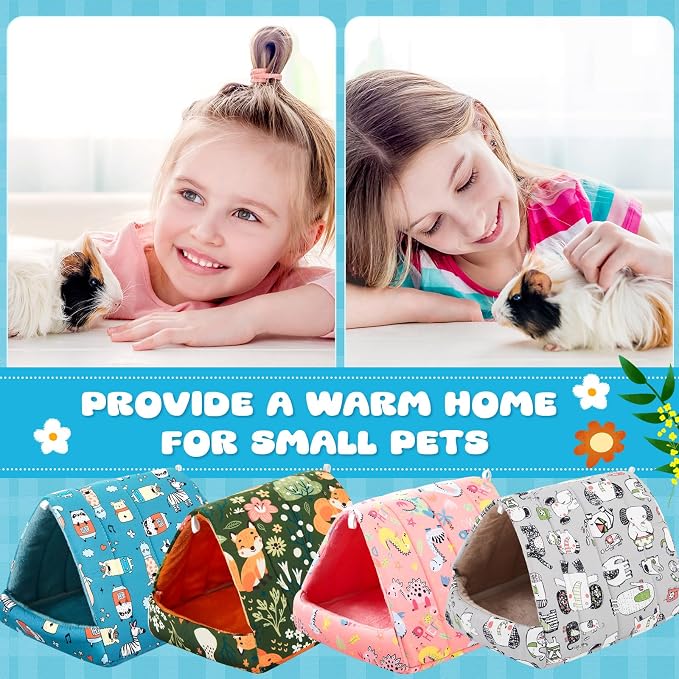 Cinnvoice Guinea Pig Hideout Bed Washable House Cage, Wonder Tale, 9.8 in | Soft Tunnel for Hamster Rabbit Bunny Chinchillas Hedgehog Mice Rat, Cozy Hideaway Habitat Accessories, Removable Cushion Pad