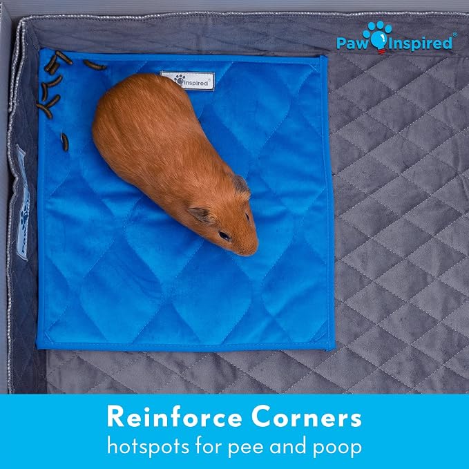 Paw Inspired Washable Fleece Guinea Pig Cage Liner Pads,12x12 Inch, Beige | Corner Mat, Pee Pad, Super Absorbent Bedding, Waterproof Bottom, Guinea Pigs, Ferrets, Rabbits, Hamsters, Small Animals
