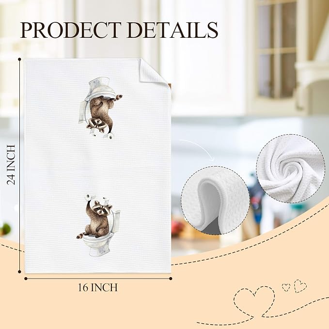 Funny Raccoon Bathroom Hand Towels, Raccoon Lover Gifts, Humor Bathing Trash Panda Decorative Hand Towels for Bathroom Washroom Restroom, 16x24 Inch Set of 3