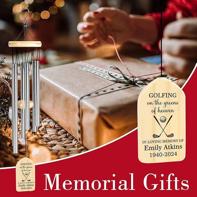 Golfing in Heaven Wind Chime | Personalized Memorial Wind Chime | Sympathy Wind Chime | Golf Memorial Gift | Golfing Sympathy Gift Idea | in Loving Memory of Golfer