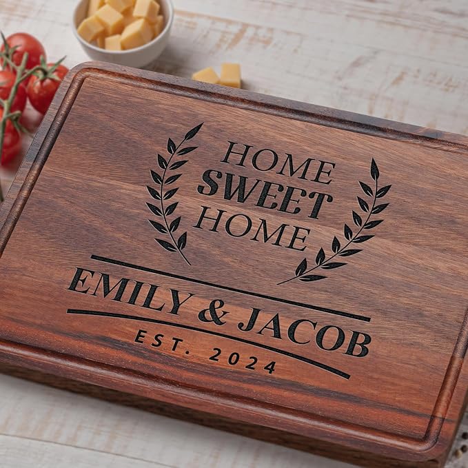 Personalized Cutting Board Gift for Christmas, Home Owner Couple Gift Ideas, Customized Home Sweet Home Bamboo Cutting Board Gift for First Home Buyer, Real Estate Gift, New Home Buyer Gifts