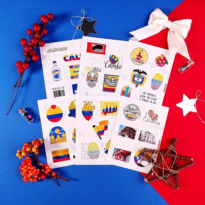 100Pcs Colombia Stickers for Water Bottle and Laptop - Colombian Party Supplies & Decorations, Waterproof Vinyl Decals, Colombia Flag Decals, Gifts for Women & Men