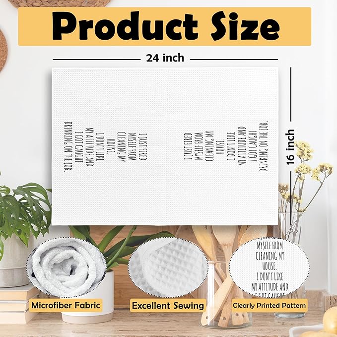 Funny Humorous Kitchen Towels, Adult Humor, Sarcastic Gifts for Women Hand Towels for Bathroom, Funny Kitchen Towel Saying Decorative Tea Towels 16x24 Inch