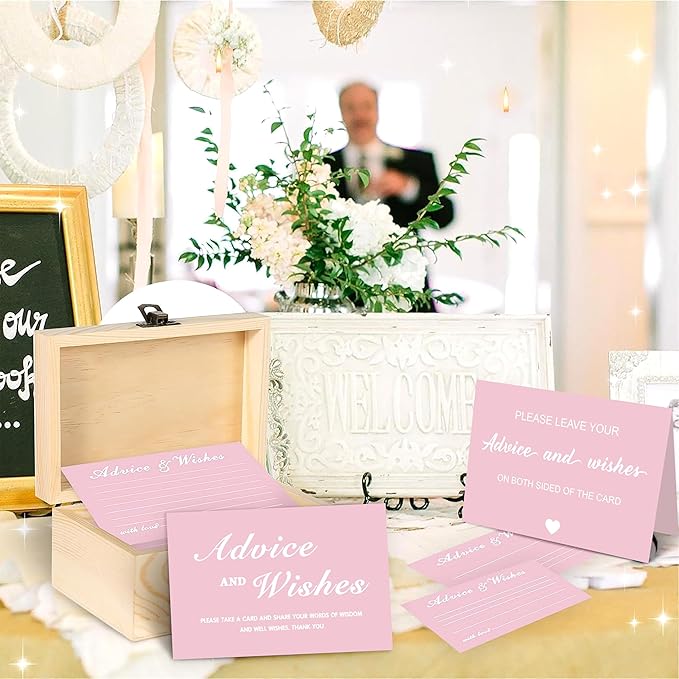 Advice And Wishes For The Mr And Mrs, 51 Pcs Wedding Advice Cards Box for Bridal Shower Decorations, Bridal Shower Games Advice And Wishes Cards Wedding Games For Reception