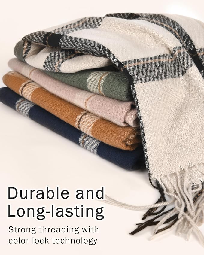 FURTALK Winter Scarf for Women Shawl Soft Tassel Plaid Large Oversized Scarves Wraps
