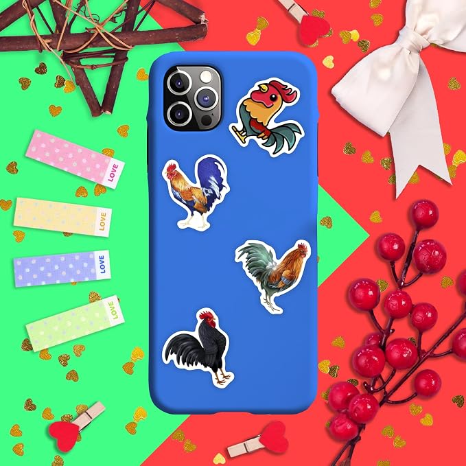 100Pcs Rooster Stickers for Water Bottle and Laptop - Rooster Party Supplies & Decorations, Waterproof Vinyl Decals, Cute Animal and Farm Stickers, Gifts for Women & Men