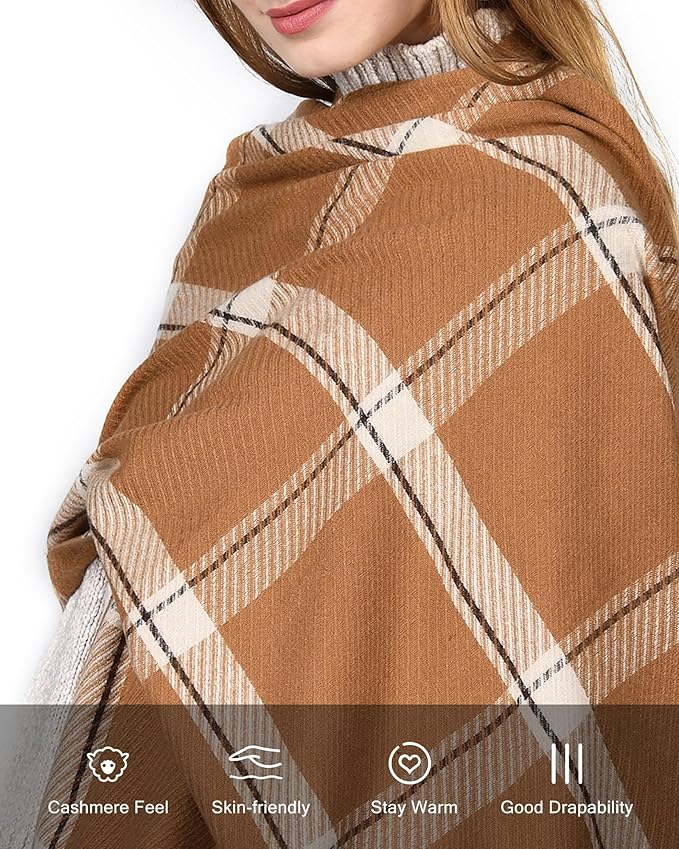 FURTALK Winter Scarf for Women Shawl Soft Tassel Plaid Large Oversized Scarves Wraps