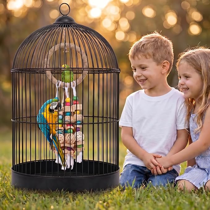 Parrot Chew Toys for Medium & Large Birds (Such as Macaws, African Grey Parrots, and Various Amazon Parrots). The Colorful, Natural Wooden Cage Parrot Toys for Large Birds.