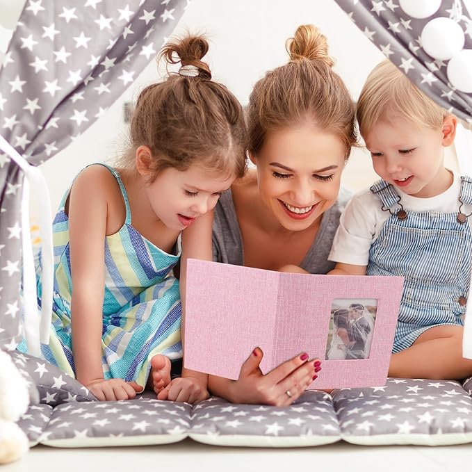 vivinin 2 Pack Photo Album 4x6, Linen Cover Photo Book, Small Photo Album Book for 36 Pockets Hold 72 Pictures, Picture Book for Photos Family Anniversaries Baby Vacations(Pink)
