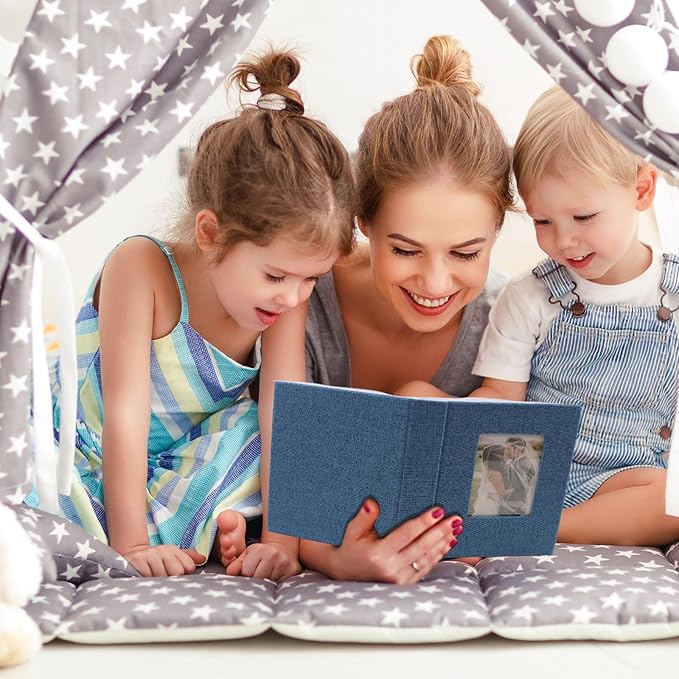 vivinin 2 Pack Photo Album 4x6, Linen Cover Photo Book, Small Photo Album Book for 36 Pockets Hold 72 Pictures, Picture Book for Photos Family Anniversaries Baby Vacations(Blue)