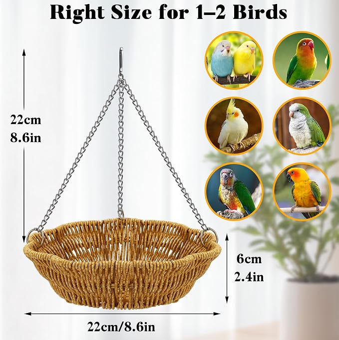 20Pcs Bird Foraging Toy Set with Hanging Basket, Natural Shredding | Chew Enrichment Toys for Parrots Cockatiels, Budgies, Parakeets, Cage or Floor Puzzle Foraging Toys for Mental Stimulation