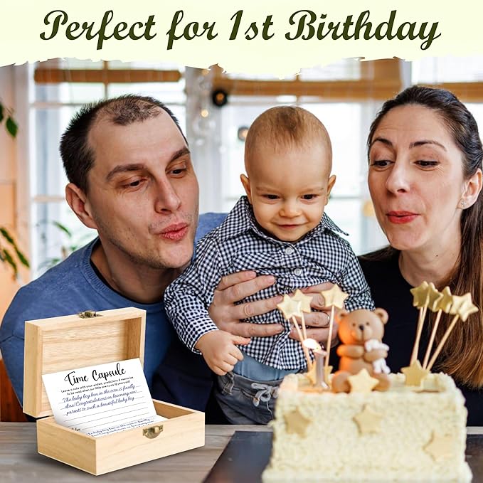 Time Capsule Box 1st Birthday - Baby Time Capsule For First Birthday Party Games, 1st Birthday Party Activities For Guests, Time Capsule Cards 1st Birthday Keepsake Gifts For Babies Girl