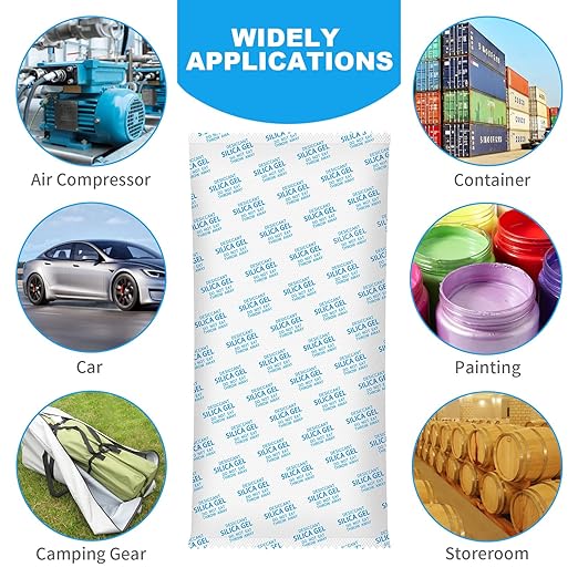 Large Desiccant Packs, 1000 Gram 4 Packs Silica Gel Packets for Moisture Control, Silica Gel Car Dehumidifier by Reusable, Large Moisture Absorbers for Electric Tool, Basement, 3D Filaments and Safes