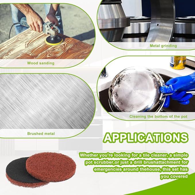 16pcs Heavy Duty Pads Electric Cleaning Brush Pad Set fit for Bosch Home/Garden 6033 Battery Cleaning Brush,Red