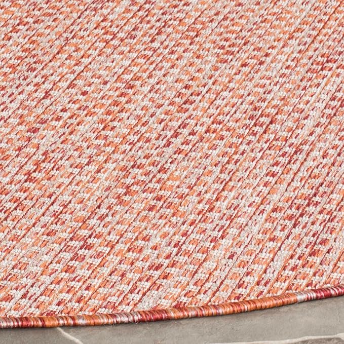 SAFAVIEH Courtyard Collection 6'7'' Round Red/Beige CY8521 Indoor/ Outdoor Patio Backyard Mudroom Area Rug