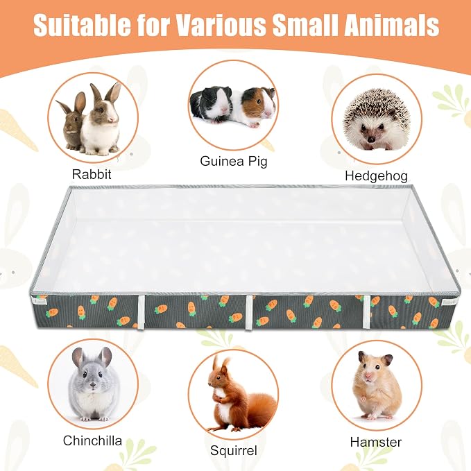 Guinea Pig Cage Liner 24" X 48", Rabbit Cage Liner with Carrot Pattern | Water-resistant and Washable Guinea Pig Liner for Hamster, Hedgehog, Ferrets and Other Small Pet (Dark Green)