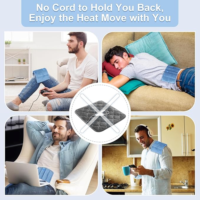 SuzziPad Microwave Heating Pad, 6.5x12” Reusable Moist Heated Pads for Discomfort Reduction, Sore Muscle, Heat Packs for Shoulder, Knee, Abdominal and Back (Blue)