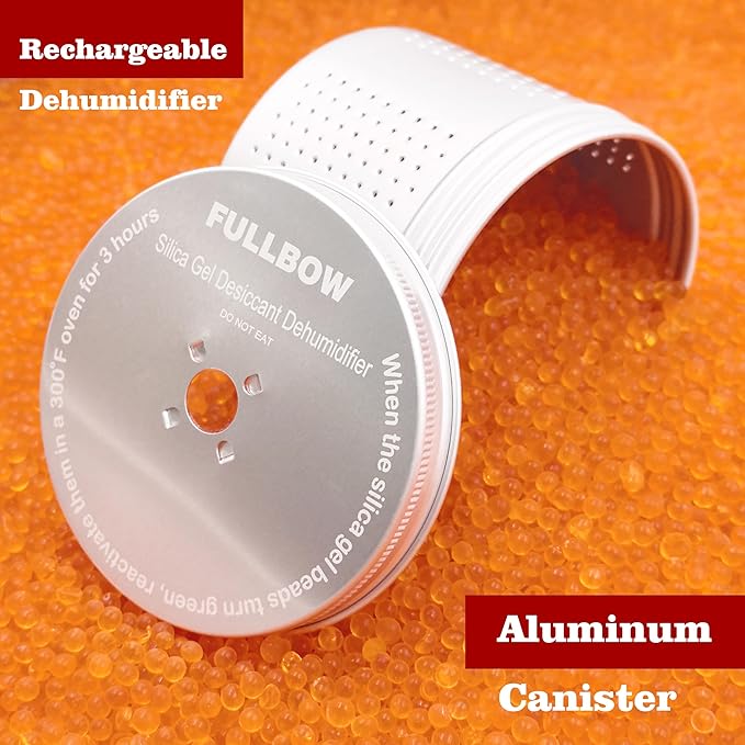 Gun Safe Dehumidifier, Moisture Absorbers, FULLBOW 200g Silica Gel Desiccant Dehumidifier Canister for Safe & Cabinets (3 Units)