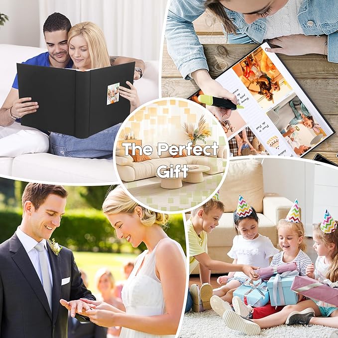 Photo Album 4x6 600 Photos with Writing Space Linen Cover with Front Window Picture Album, 600 Photos 4x6 Photo Album Book for Wedding Kids Travel Family Baby Pictures (Black)