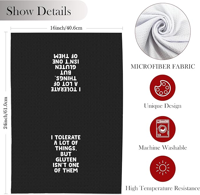Black Funny Gifts Kitchen Towels, Funny Dish Hand Towels for Kitchen Decor, 16x24 Inch