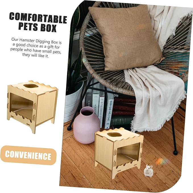 Happyyami Hamster Digging Box Comfortable Hideout for Small Pets for Hamsters and Guinea Pigs Enrichment Toy for Exercise and Interaction