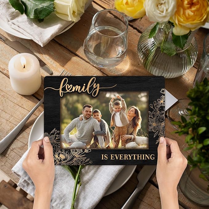 SIXEIGHT Family Definition Picture Frame Family Is Everything Wooden Photo Frame Natural Wood Picture Frame for Families Dad Mom Grandparents Father from son Desk Decor 4x6 Photo Frame-A19