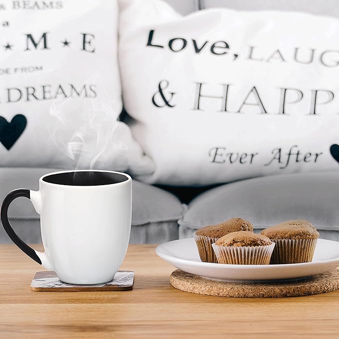 DISCOUNT PROMOS Bistro Style Large Coffee Mugs 16 oz. Set of 10, Bulk Pack - Perfect for Coffee, Tea, Espresso, Hot Cocoa, Other Beverages - Black