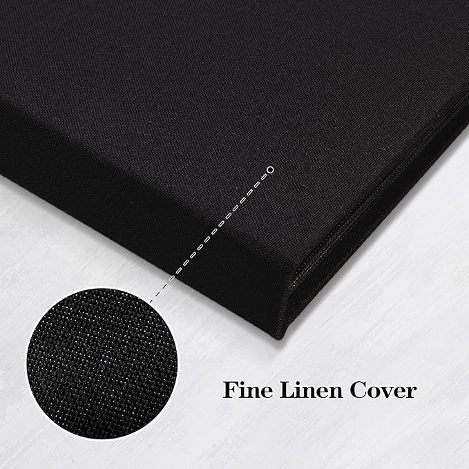 Mublalbum 2 Pack Small 4x6 Photo Album Linen Cover with Display Window Mini Picture Book Each Holds 52 Vertical Pockets for Artwork Postcards or Pictures Storage (Black)